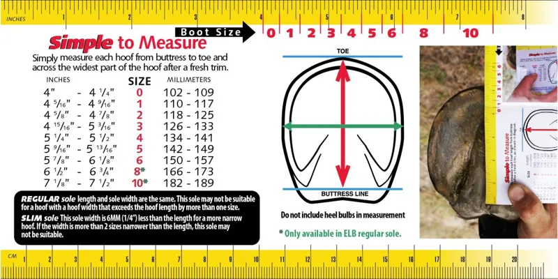 Cavallo Hoof Boot Size Guide