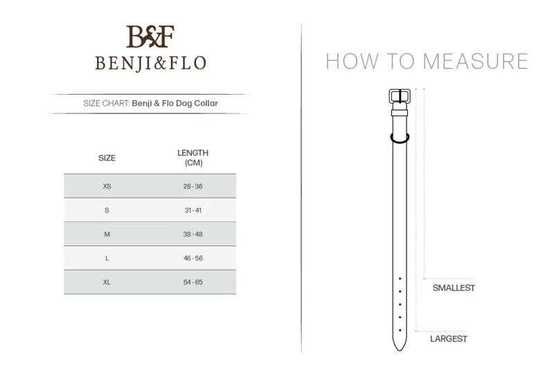 Benji & Flo Polo Collar Size Chart