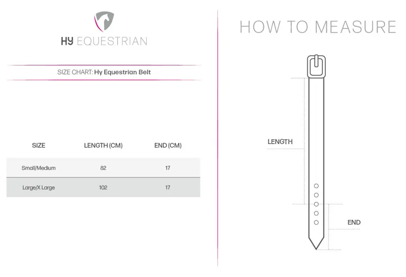 Hy Equestrian Belt Size Chart