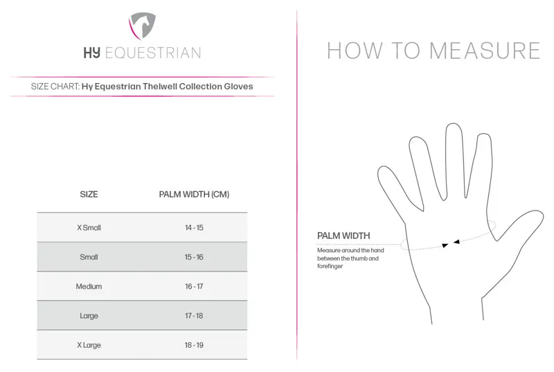 HY Equestrian Gloves Junior Size Chart
