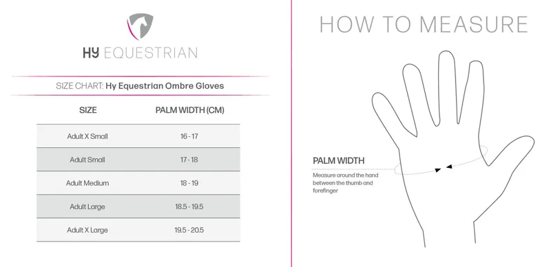 HY Ombre Gloves Size Guide