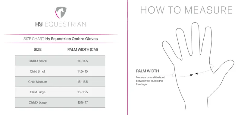 HY Ombre Gloves Size Guide