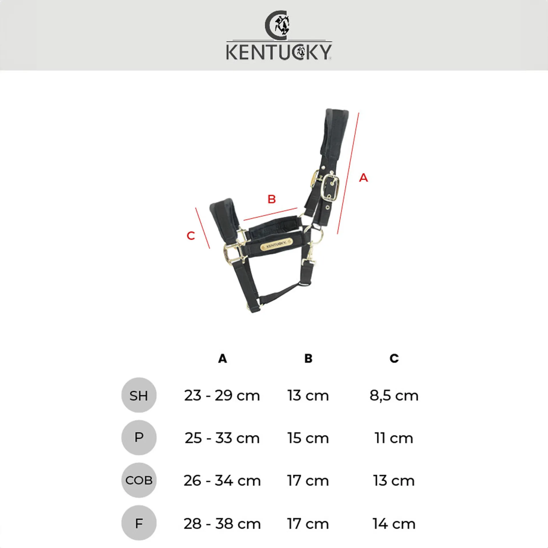 Kentucky Headcollars Size Guide