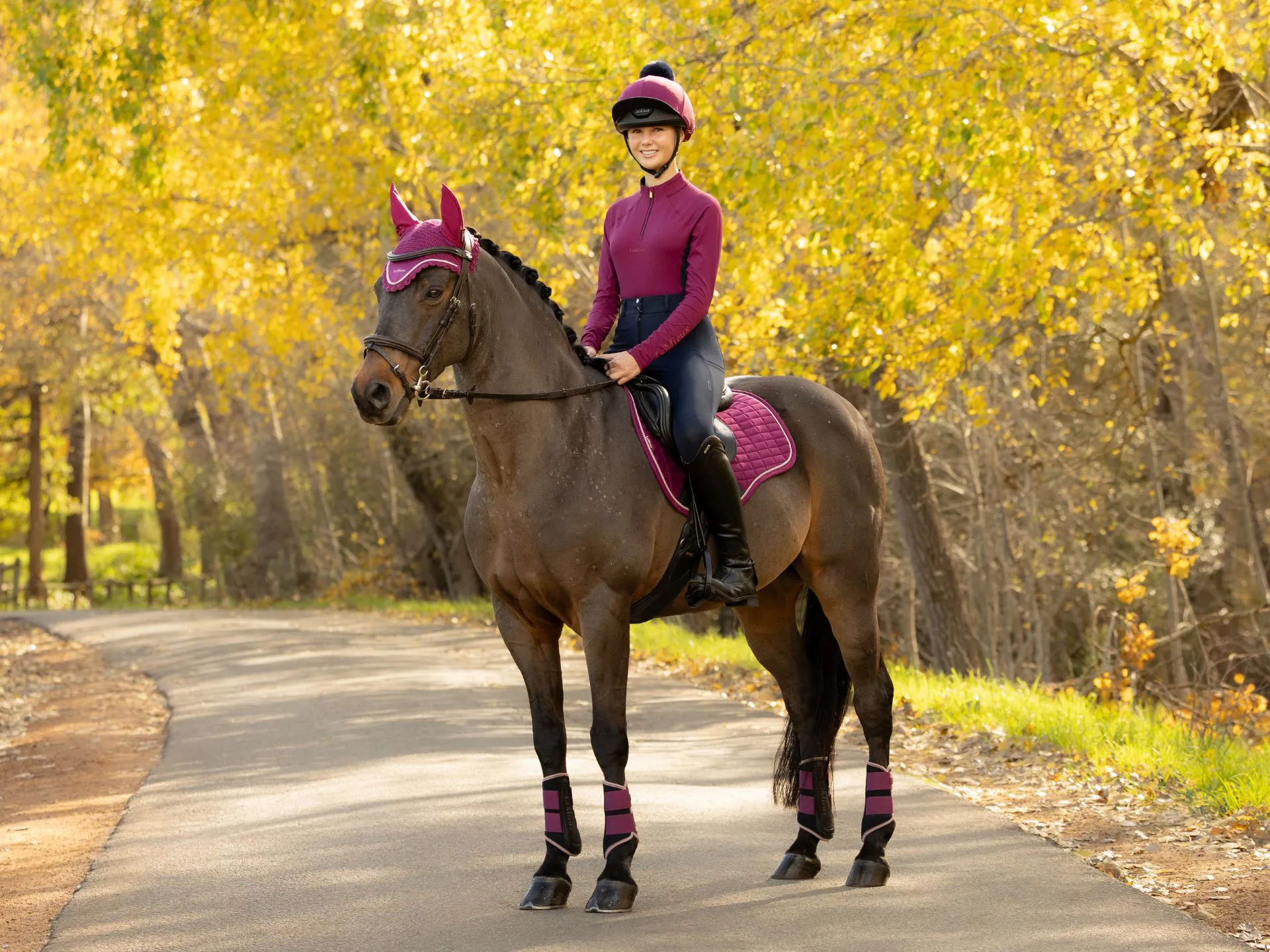 Equestrian rider showcasing LeMieux apparel