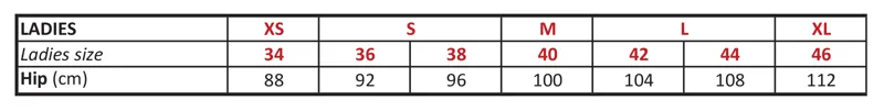 Mountain Horse Sally Skirt Size Guide