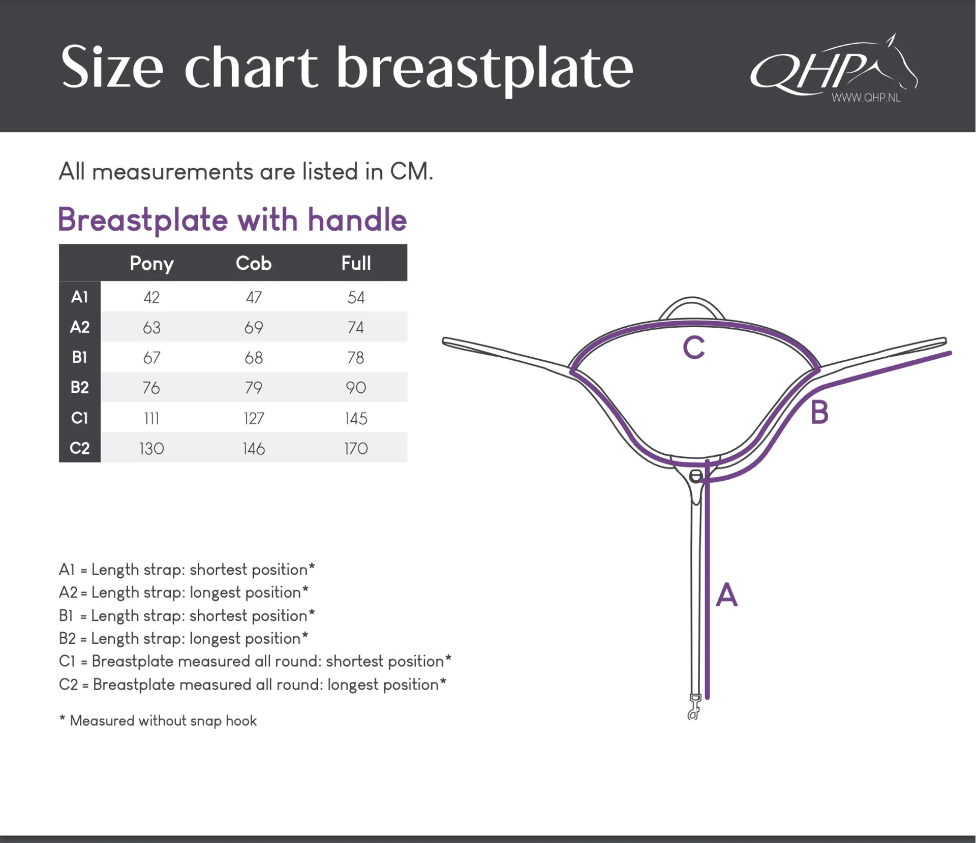 QHP Breastplate with Handle Size Guide