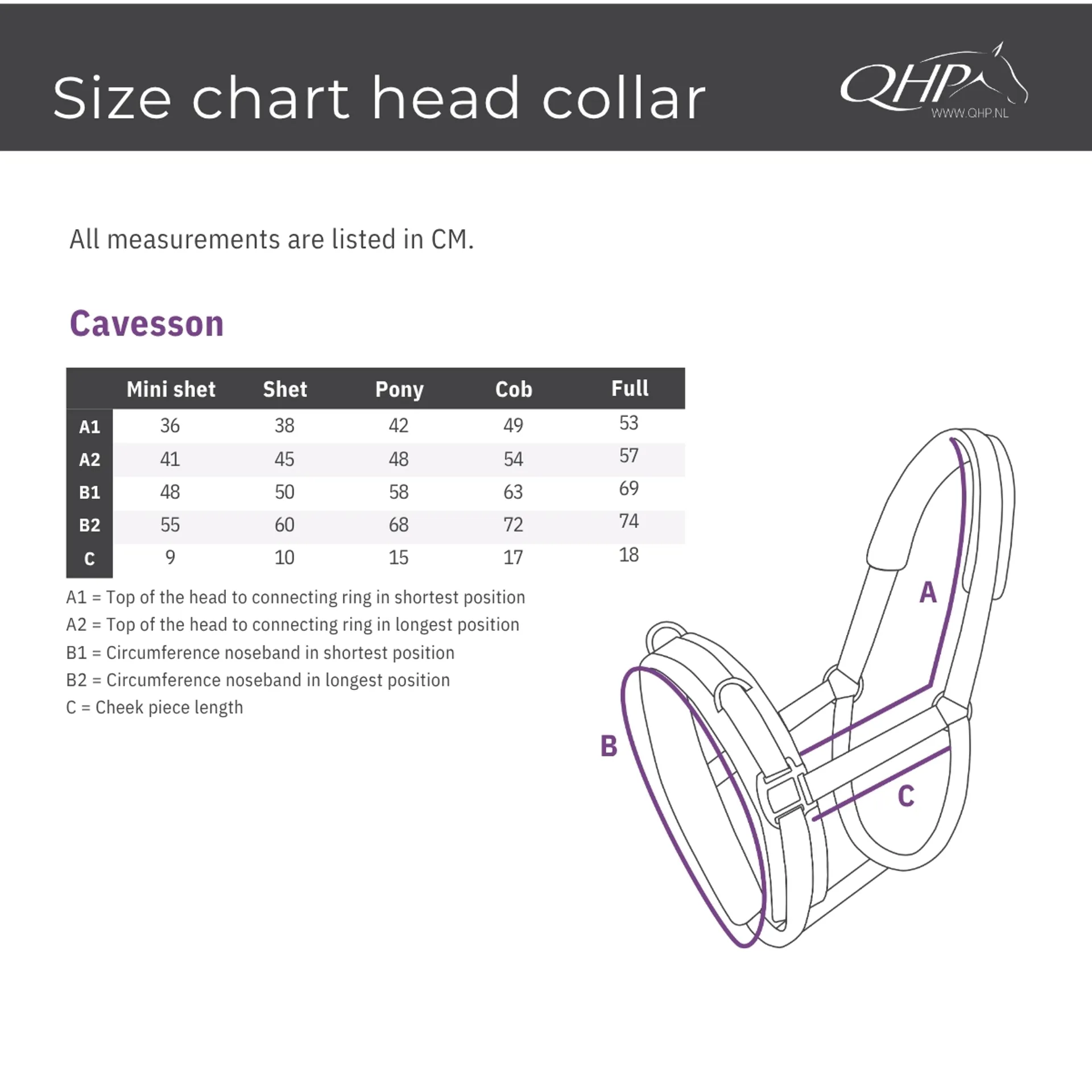 Qhp fleese lined lunge cavason size guide