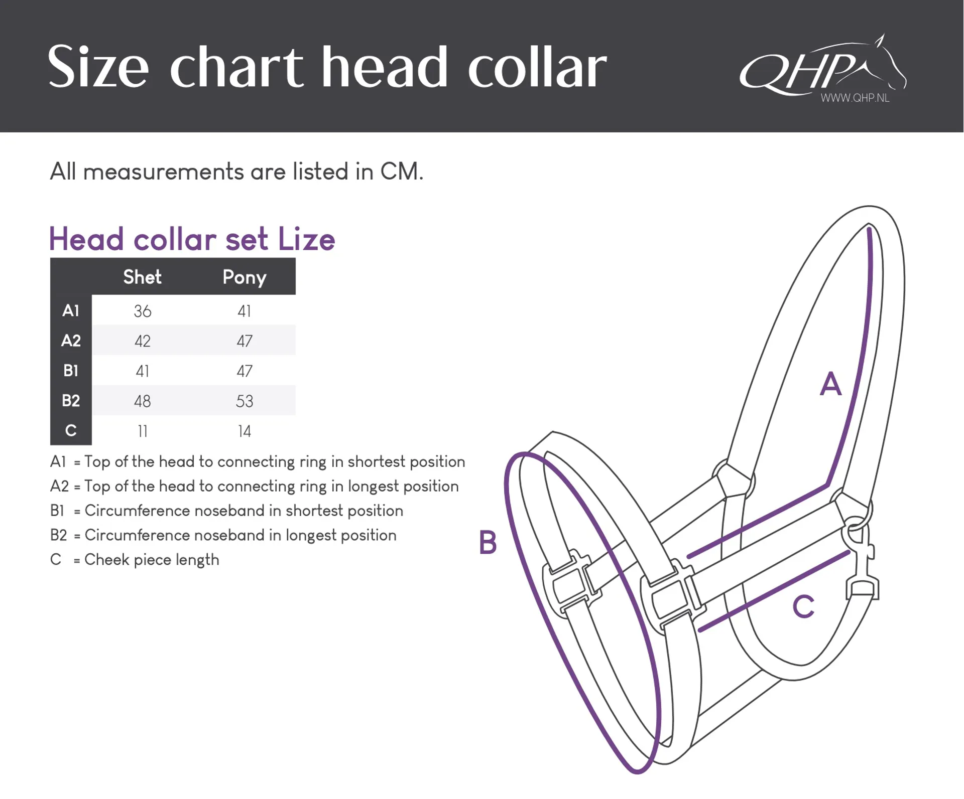 qhp lize headcollar sizing