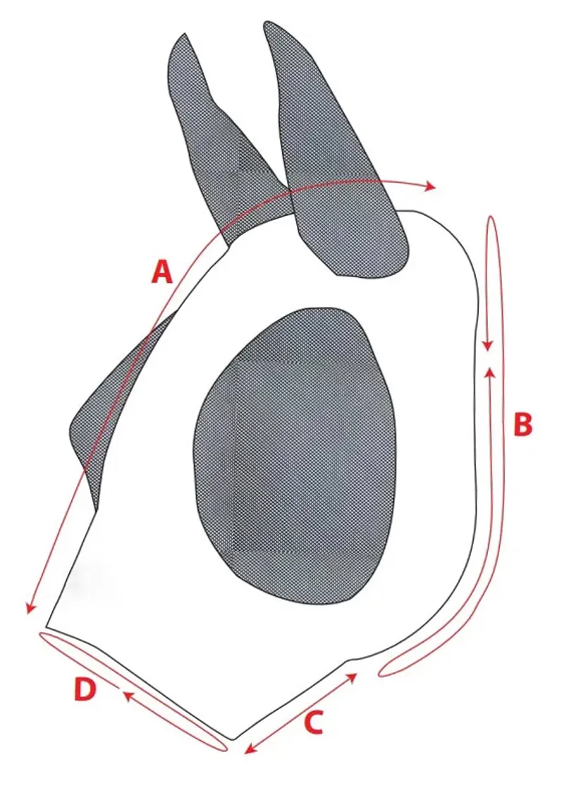 Shires Pro Stretch Fly Mask Size Guide