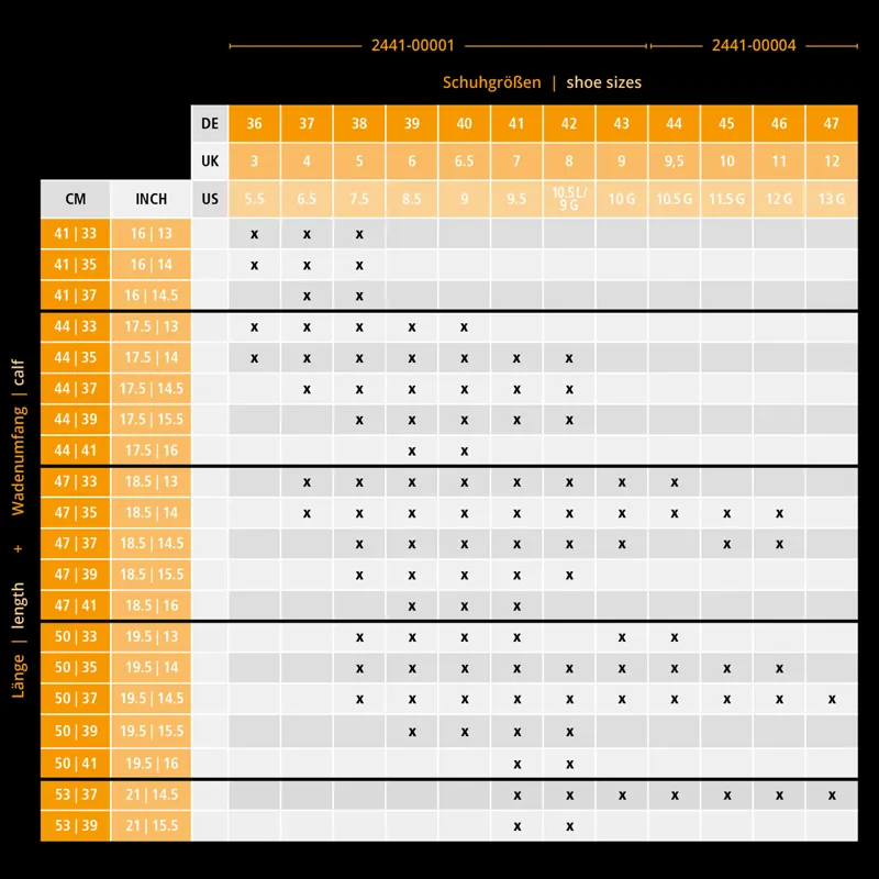 Tonics Footwear Size Guide
