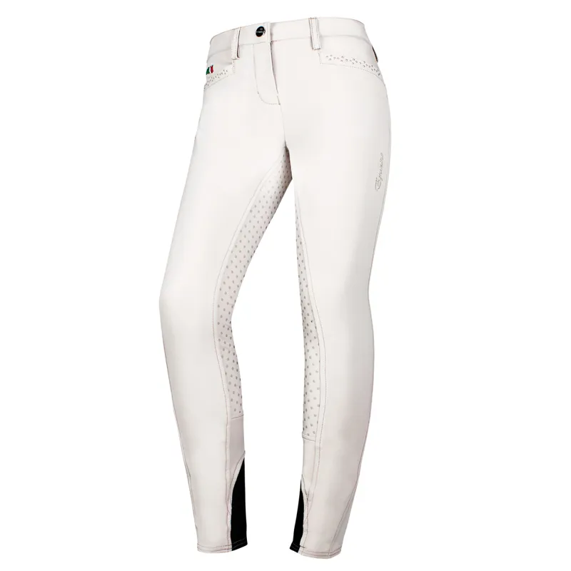 Equiline Electra Girls Full Grip Competition Breeches - White