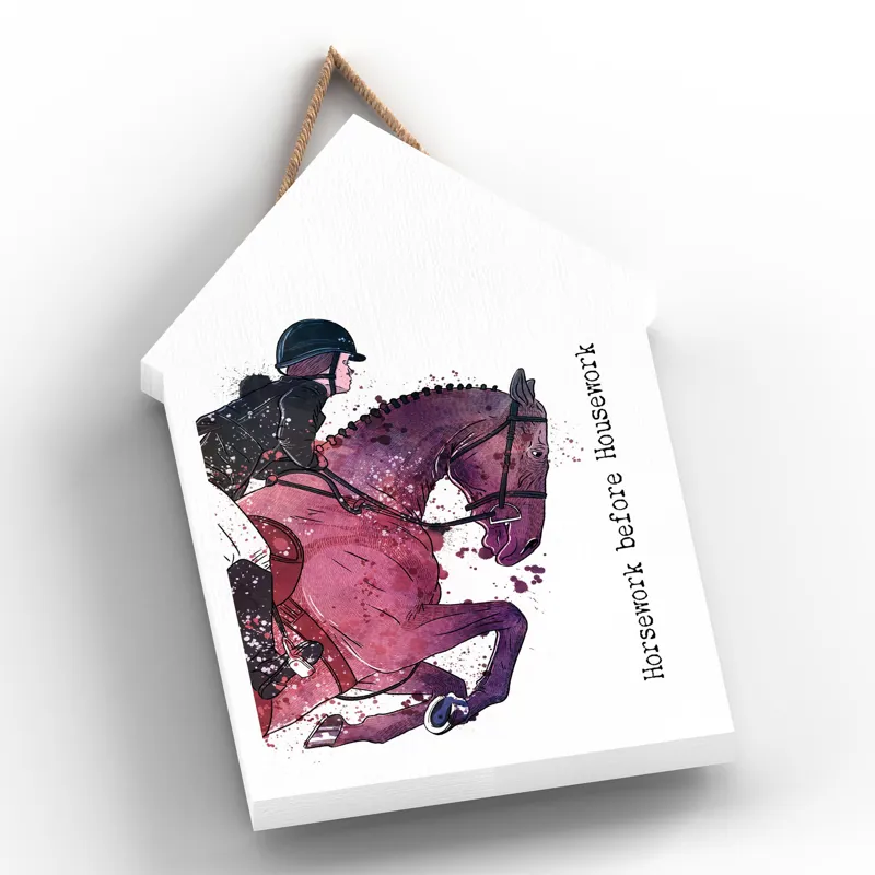 Vivid Squid Large Beach Hut Plaque - Horsework Before Housework