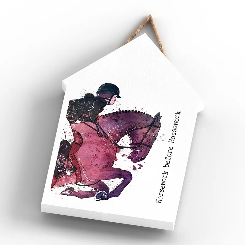 Vivid Squid Large Beach Hut Plaque - Horsework Before Housework-3