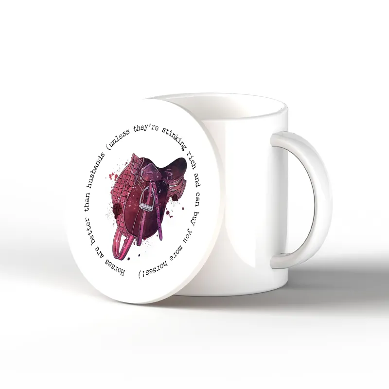 Vivid Squid Ceramic Coaster - Horses are Better-2