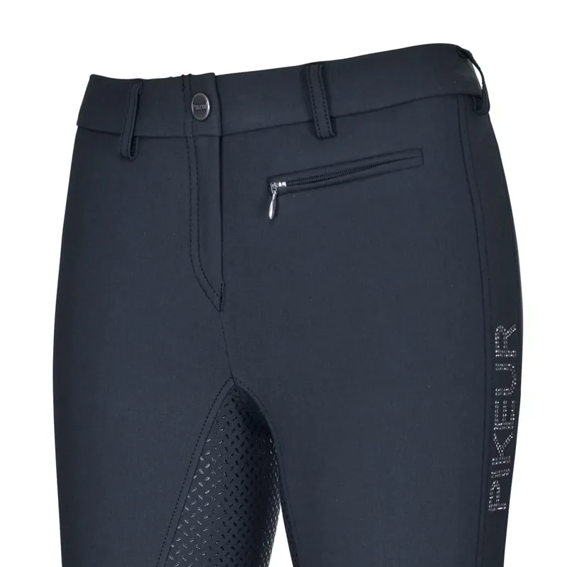 Pikeur Lucinda Grip W9 Full Seat Ladies Breeches - Black Navy-2