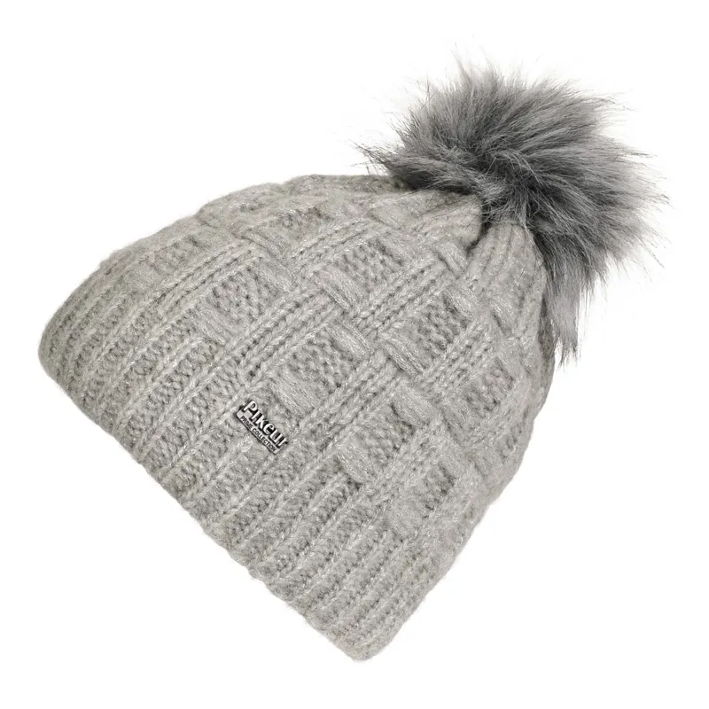 Pikeur Premium Bobble Hat With Pom Pom Silver Grey