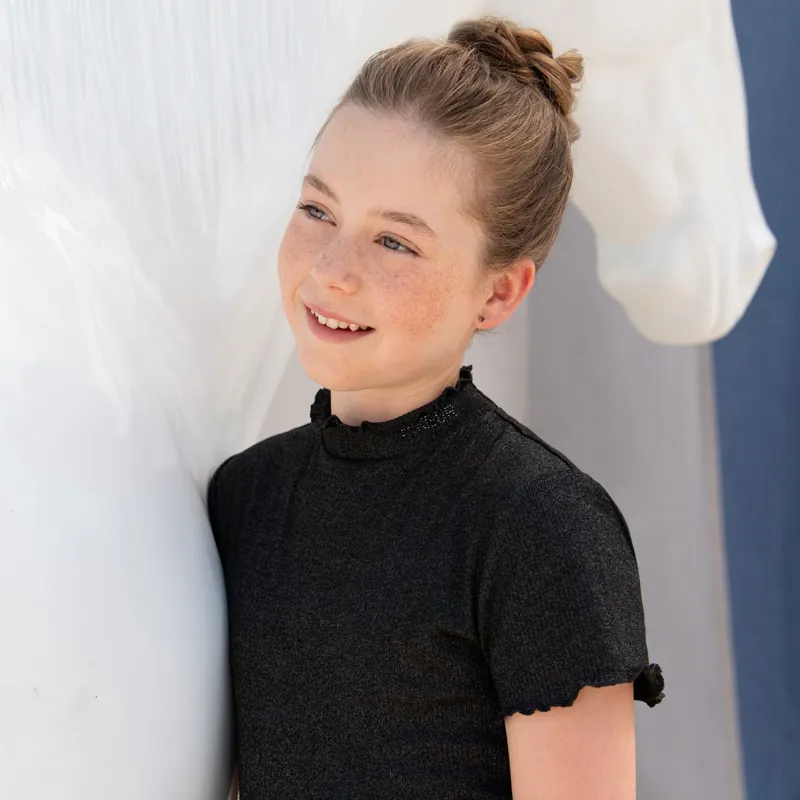 Pikeur Selection Rip 5211 Junior Girls T-Shirt - Black Lurex-1