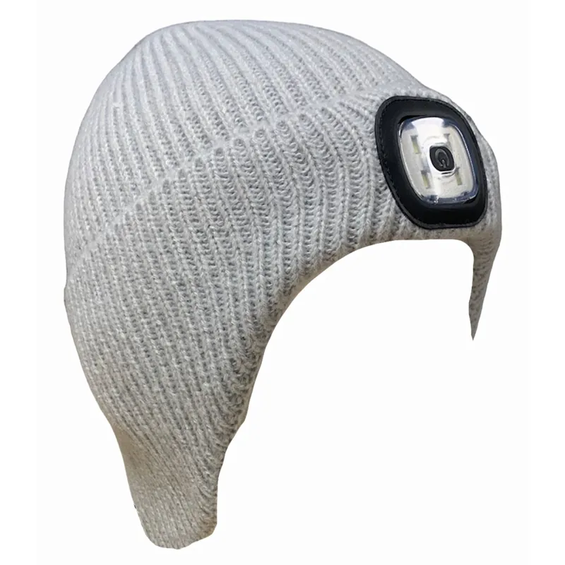 Platinum Arran LED Beanie Hat - Grey