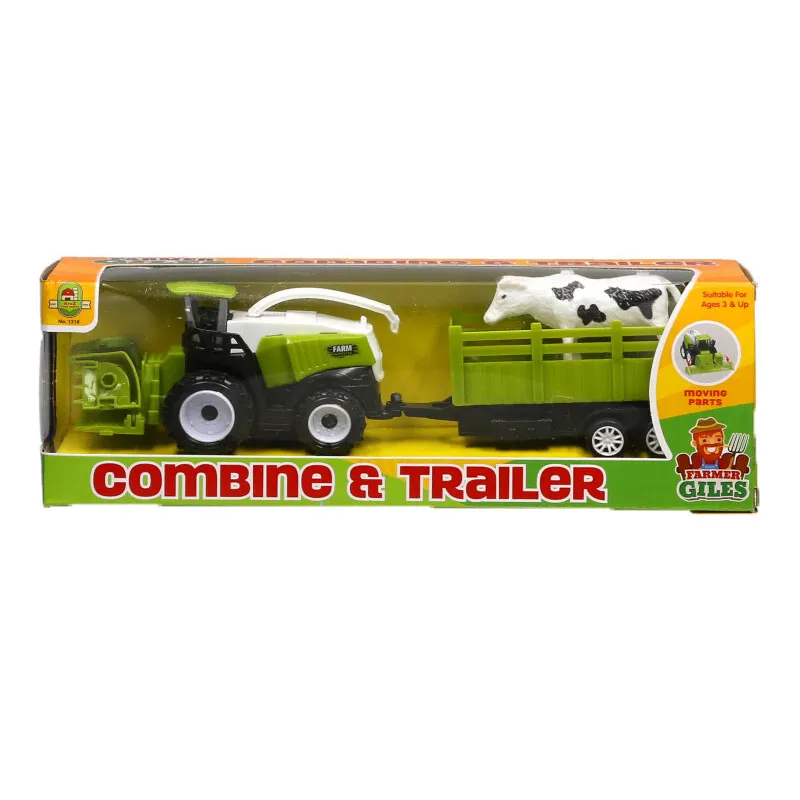 Farmer Giles Combine Harvester and Trailer Toy Set - Cow-1