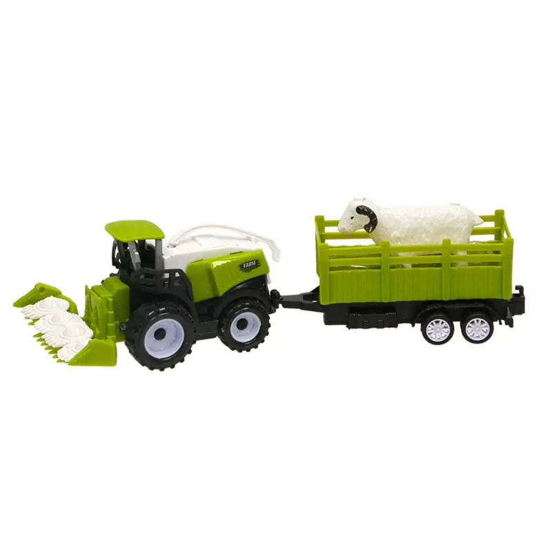 Farmer Gilet Combine Harvester and Trailer Toy Set - Sheep