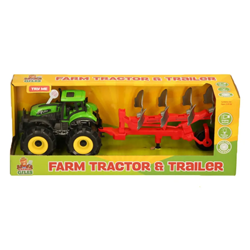 Farmer Giles Tractor and Trailer Toy Set - Green/Plough