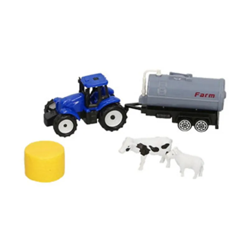 Farmer Giles Farm Toy Playset - Blue Tractor and Trailer