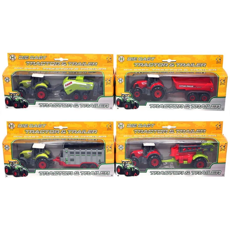 Platinum Farm Tractor and Trailer Toy - Tipping Trailer/Red/Red-3