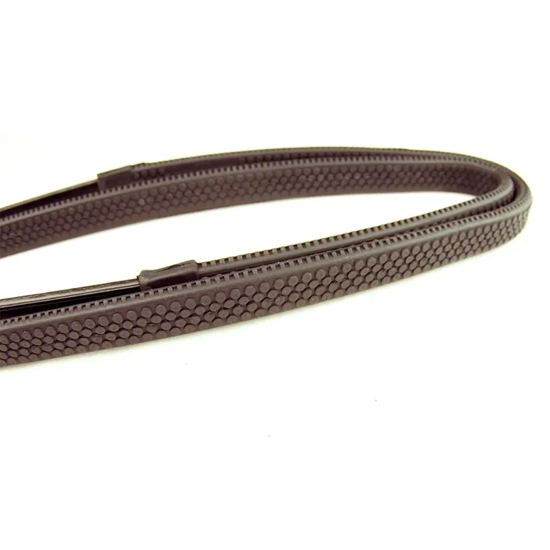 Dever Classic Hook Stud Rubber Grip Reins - Brown-2