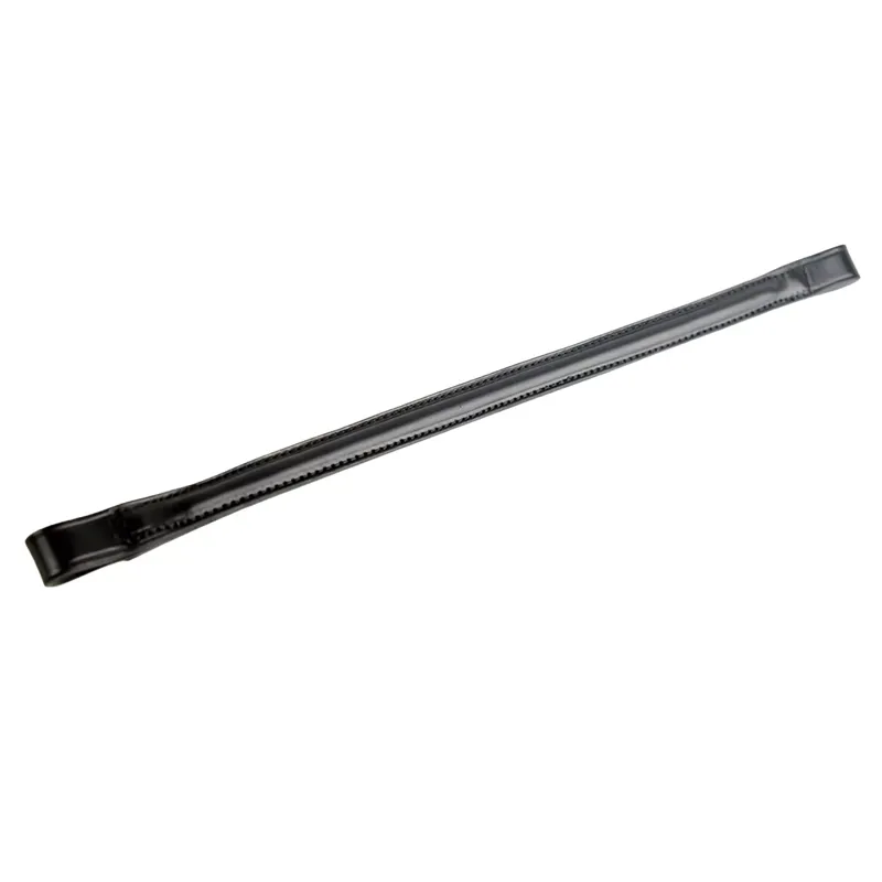 Dever Ascot Plain Raised Leather Browband - Black