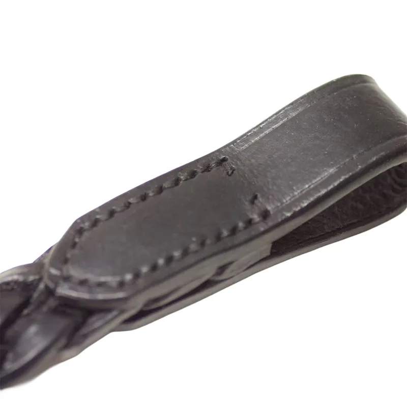Dever Classic Plaited Leather Browband - Black-2