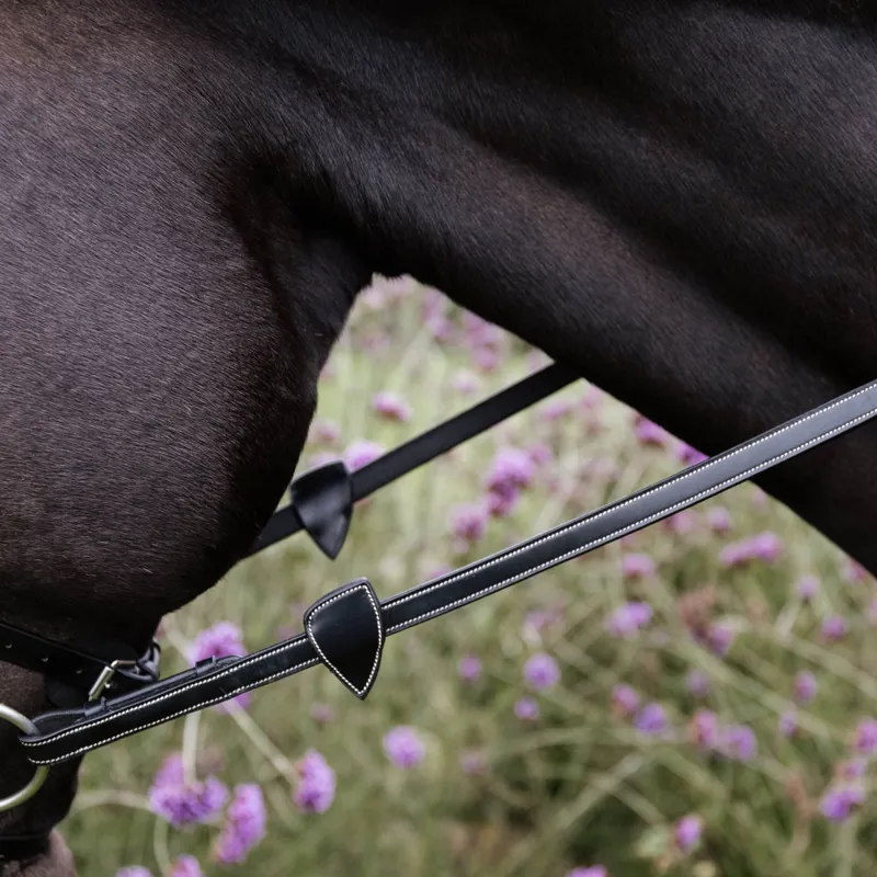 Dy'on 1/2 Soft Leather Reins with 8 Integrated Stops - Black-2