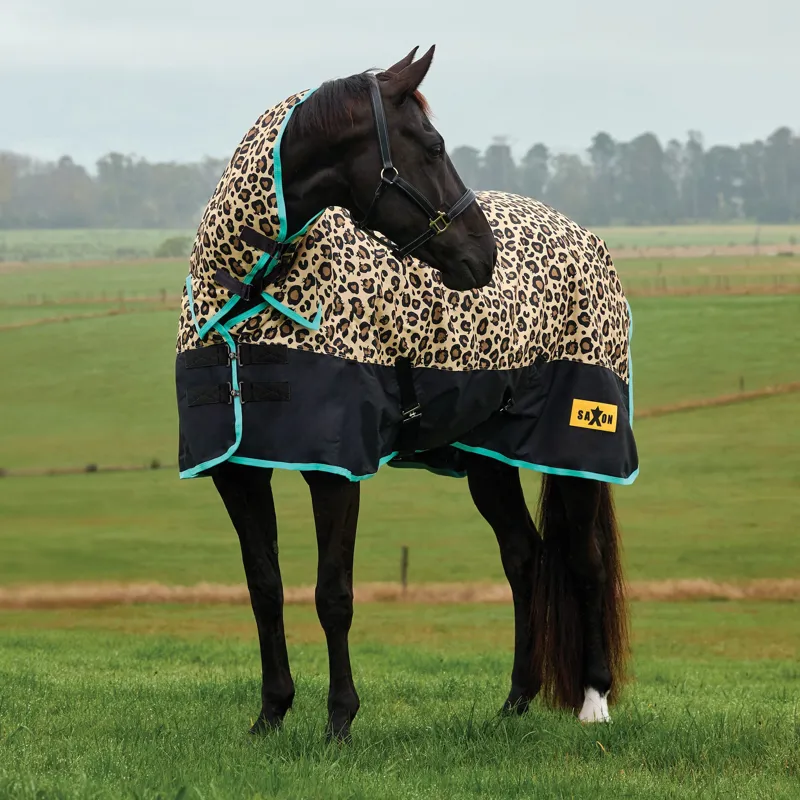 Saxon Defiant 600D Combo 200g Turnout Rug - Leopard Print-3