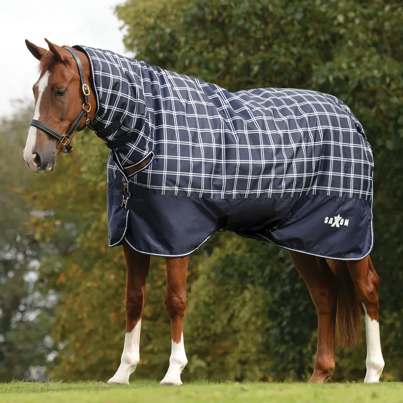 Saxon Defiant 600D Combo 200g Turnout Rug - Navy Plaid