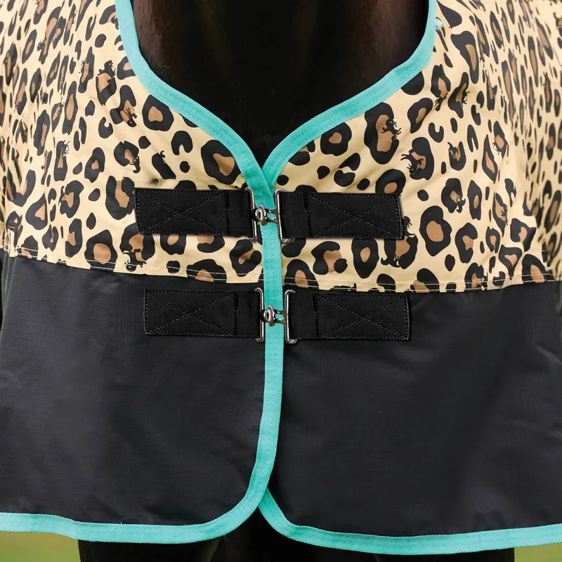 Saxon Defiant 600D Standard Neck 200g Turnout Rug - Leopard Print-1