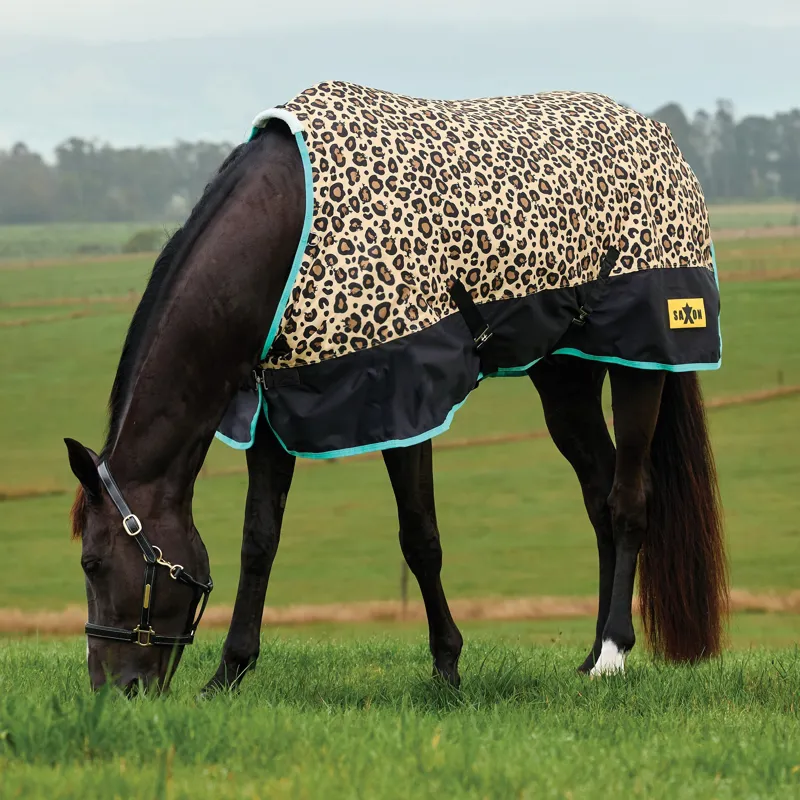 Saxon Defiant 600D Standard Neck 200g Turnout Rug - Leopard Print-6