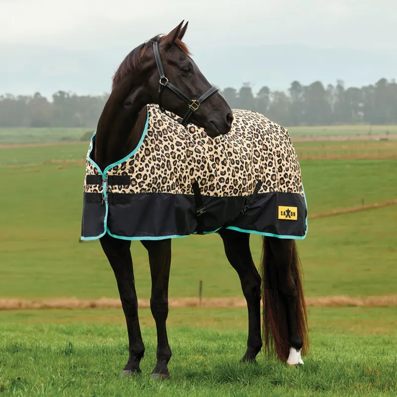 Saxon Defiant 600D Standard Neck 200g Turnout Rug - Leopard Print-2