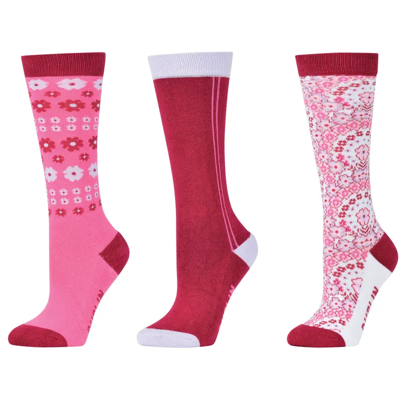 Dublin 3 Pack Junior Riding Socks - Pretty in Pink