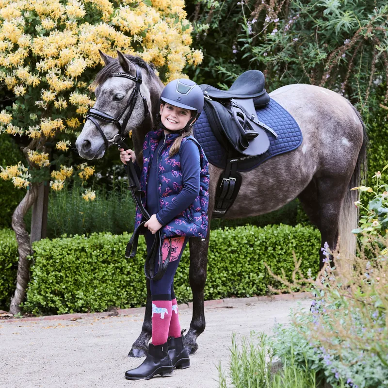 Dublin Patrice Junior Puffer Vest Gilet - Navy Frolicking Horse-9
