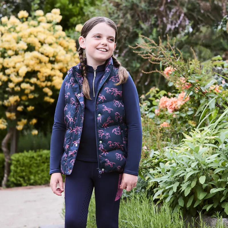 Dublin Patrice Junior Puffer Vest Gilet - Navy Frolicking Horse-3