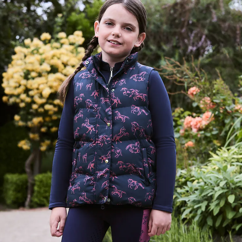 Dublin Patrice Junior Puffer Vest Gilet - Navy Frolicking Horse-4