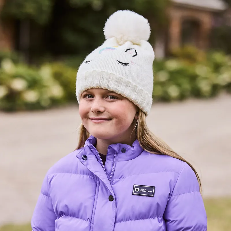 Dublin Junior Embroidered Beanie - White Unicorn-1