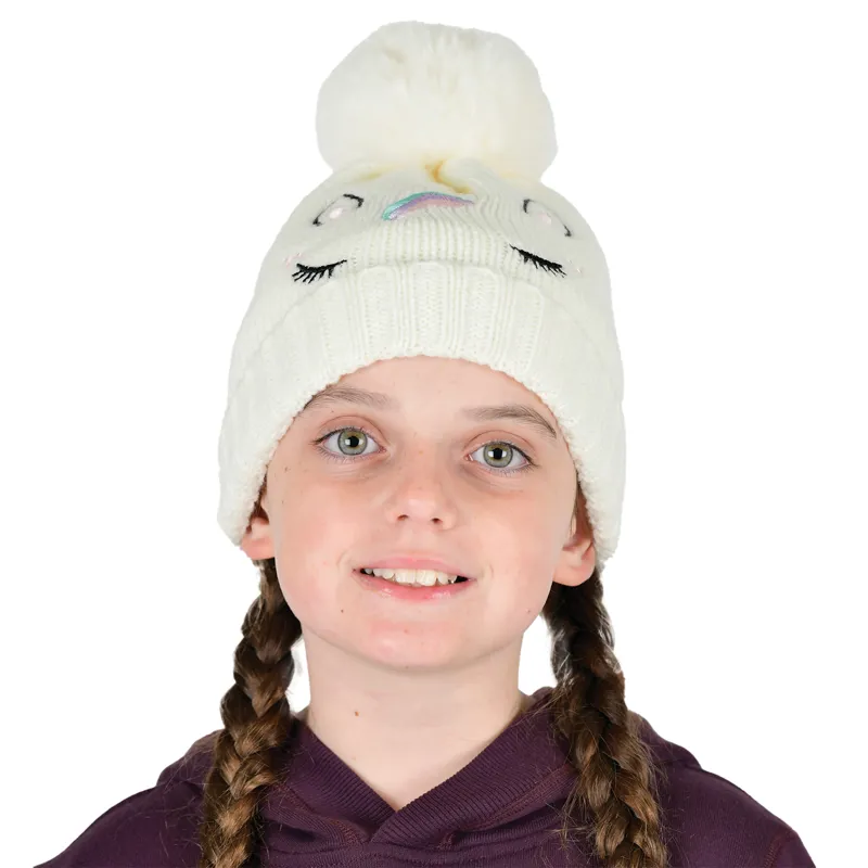 Dublin Junior Embroidered Beanie - White Unicorn