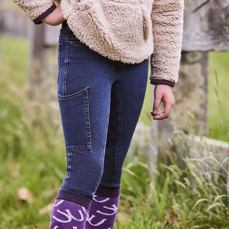 Dublin Shona Full Grip Junior Breeches - Light Blue Denim-2