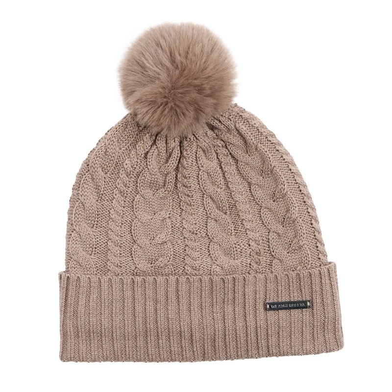 WeatherBeeta Cable Knit Womens Beanie - Dark Taupe