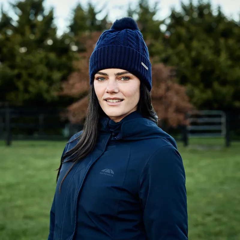 WeatherBeeta Cable Knit Beanie - Navy-1