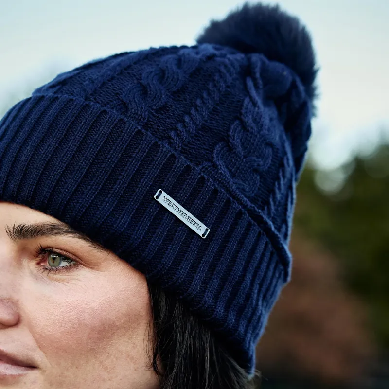 WeatherBeeta Cable Knit Beanie - Navy-2