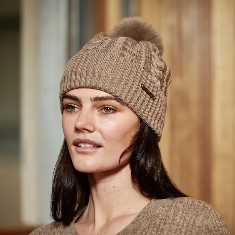 WeatherBeeta Cable Knit Womens Beanie - Dark Taupe-1