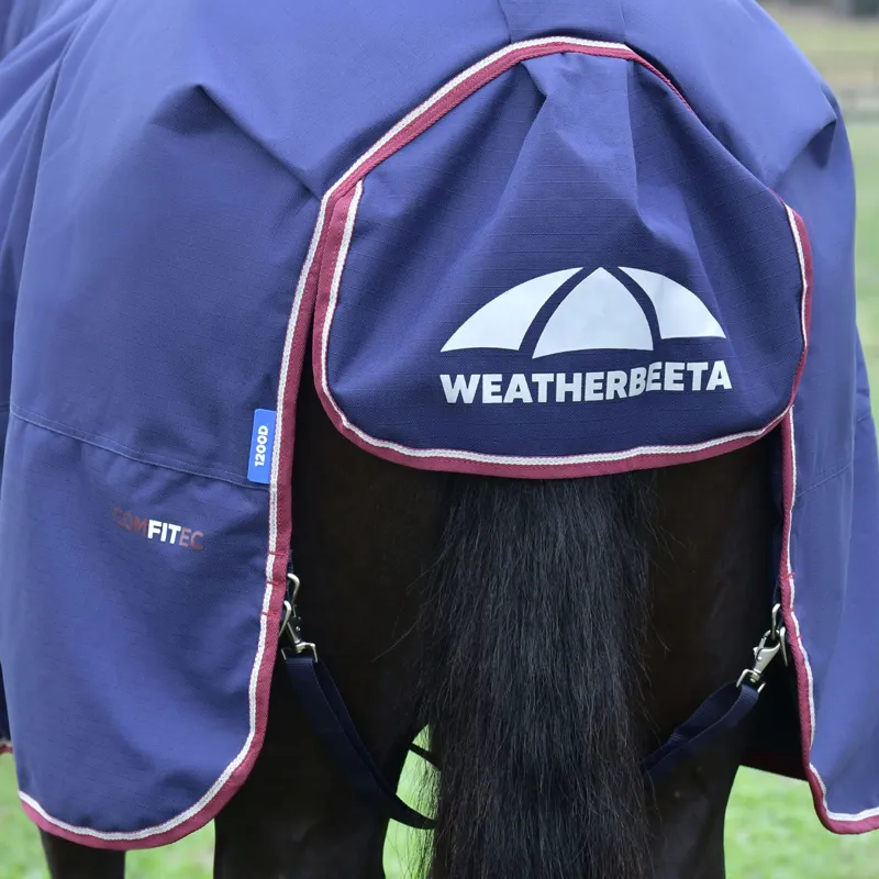 WeatherBeeta ComFiTec Essential 100g Turnout Rug - Navy/Burgundy-3