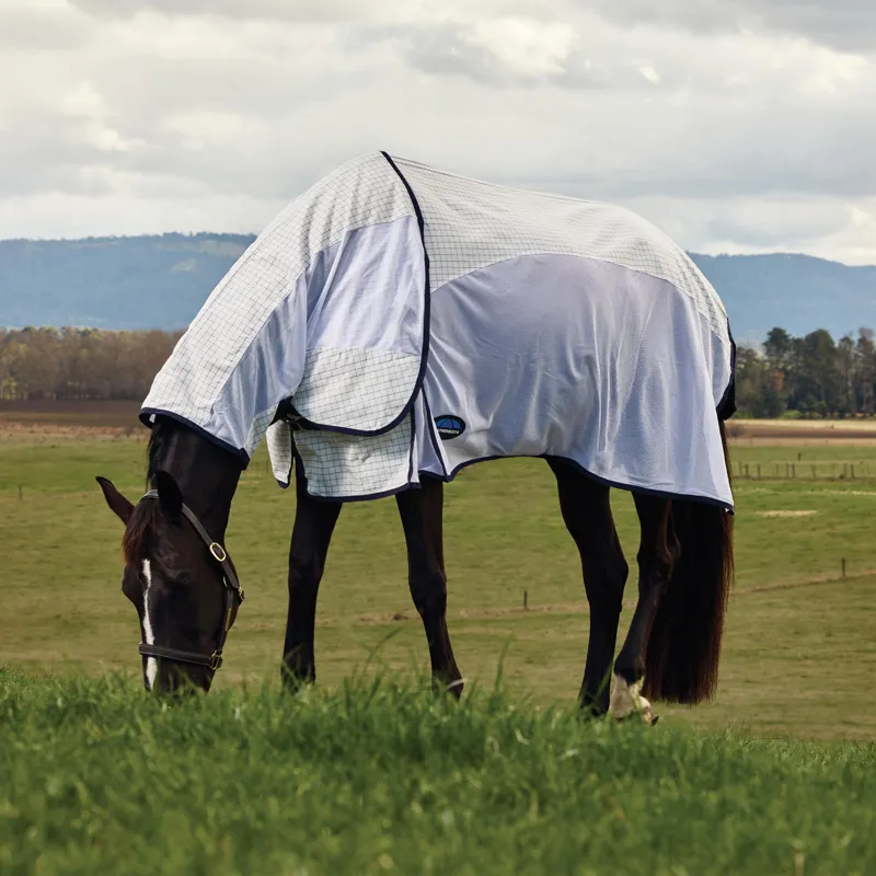 WeatherBeeta ComFiTec Airstream Combo Neck Fly Rug - White/Navy-3