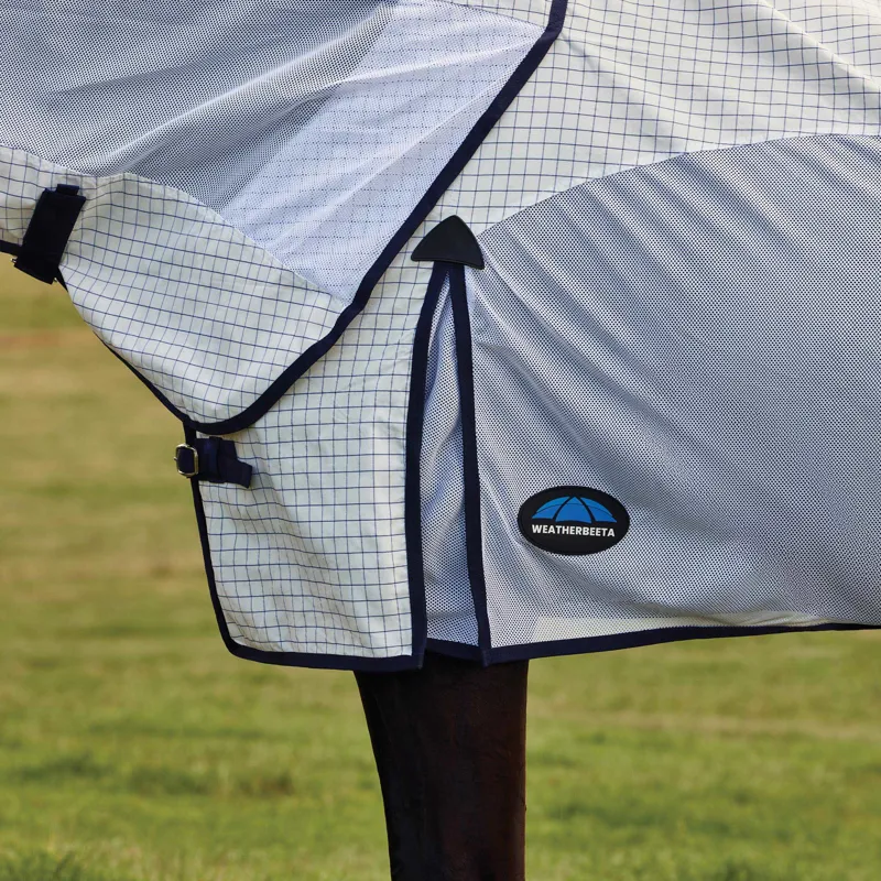 WeatherBeeta ComFiTec Airstream Combo Neck Fly Rug - White/Navy-4